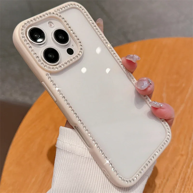 Luxe Crystal Clear Protective Phone Case with Rhinestone Glitter Accents