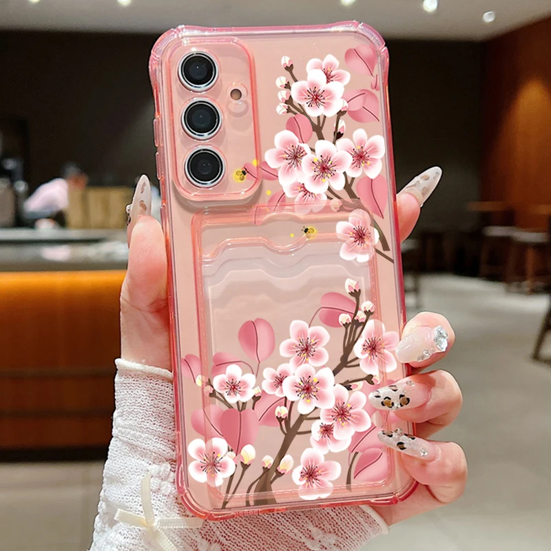 Floral Card Holder Phone Cover with Wallet Pocket