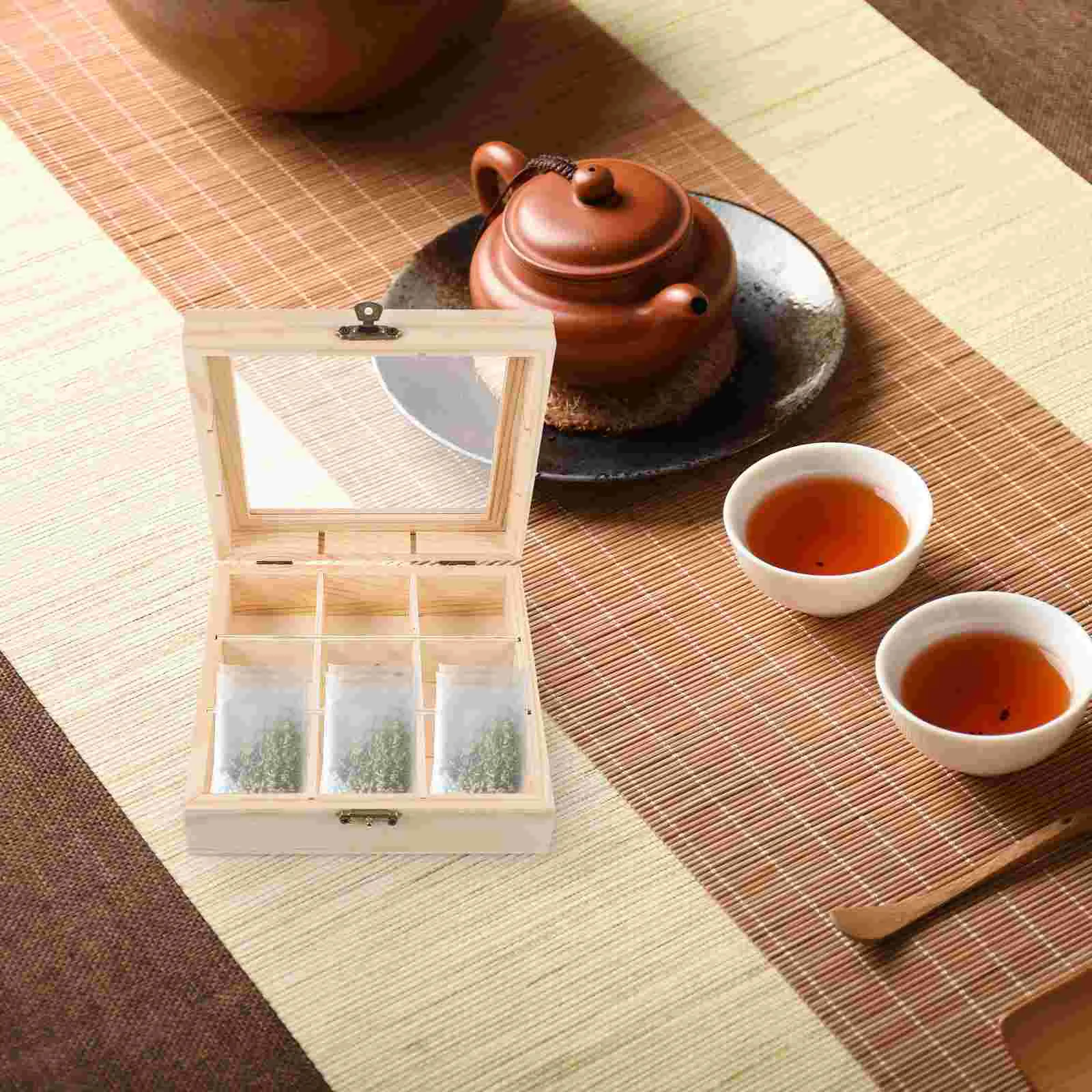 Tea Tin Box 9-Compartment Tea Bag Countertop Holder Sugar Packet Coffee Organizer