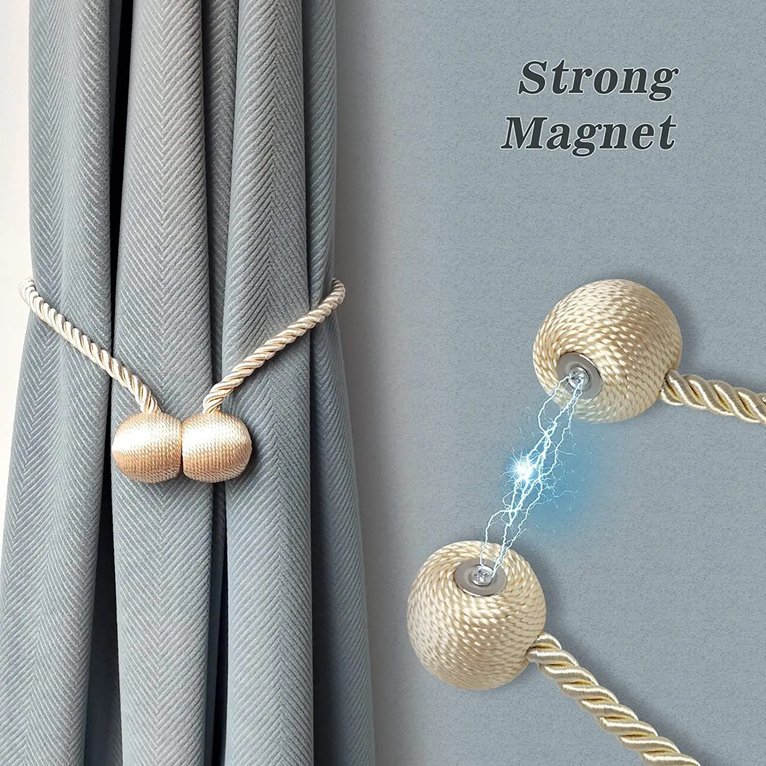 2PCS Magnetic Curtain Tiebacks Pearl Ball Curtain Tiebacks Clips Holdbacks Buckle Clips Home Decorative Accessories