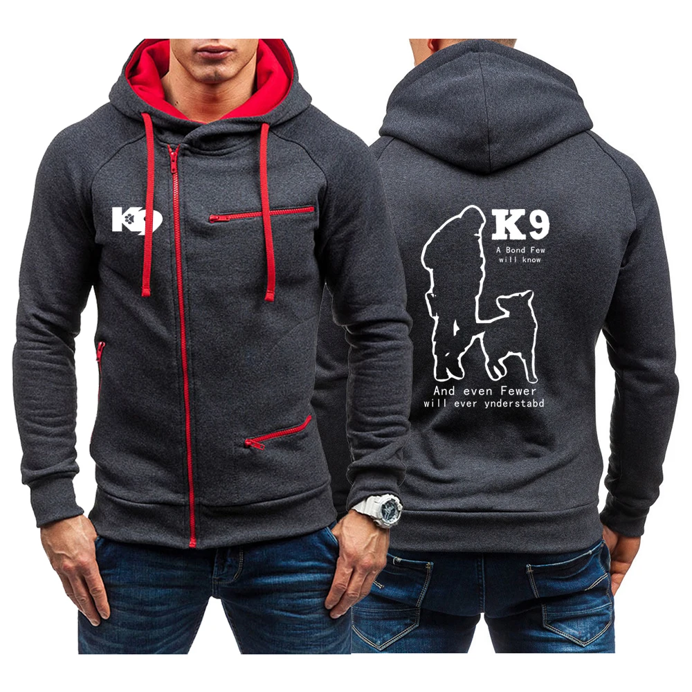 Trainer K9 Team K9 Unit Malinois Uomo Primavera E Autunno Nuova Felpa Con Cerniera Con Cappuccio Moda Tinta Unita Casual Versatile Cappotto