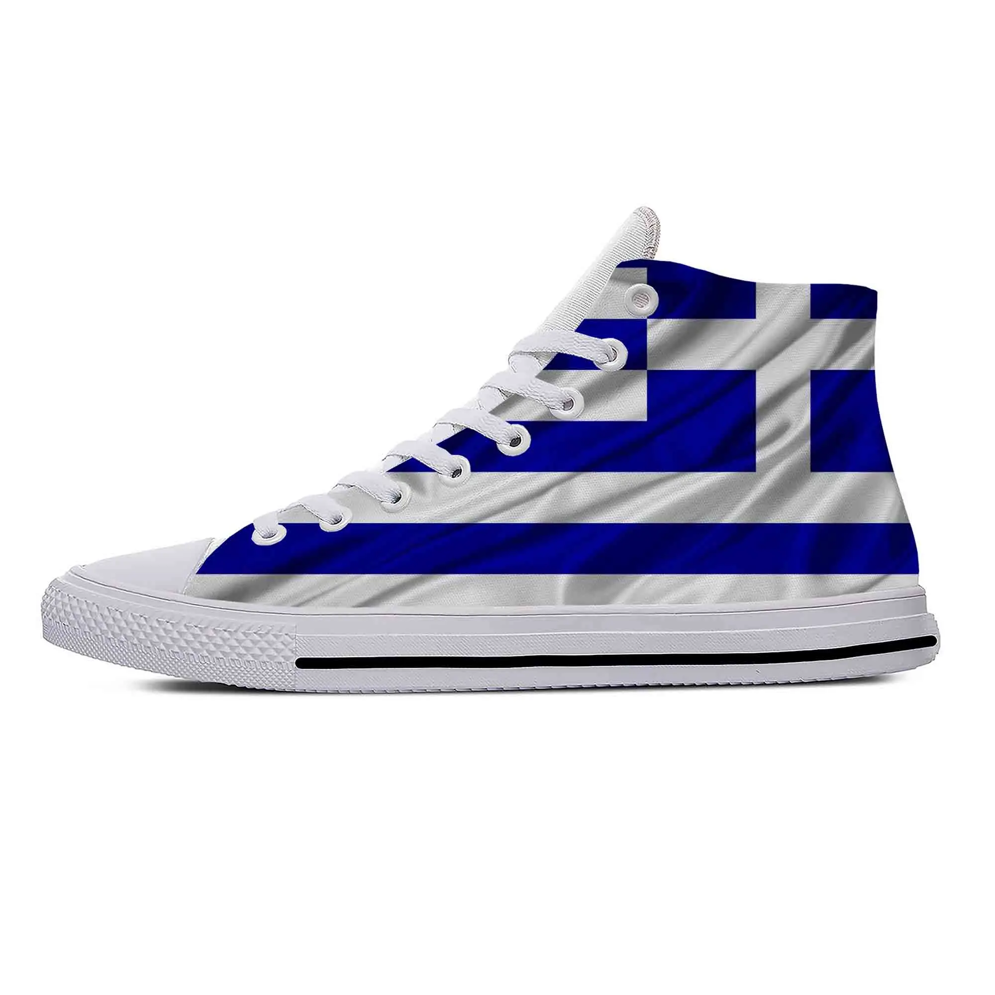 

Hellenic Greek Greece Flag Patriotic Pride Funny Casual Cloth Shoes High Top Lightweight Breathable 3D Print Men Women Sneakers