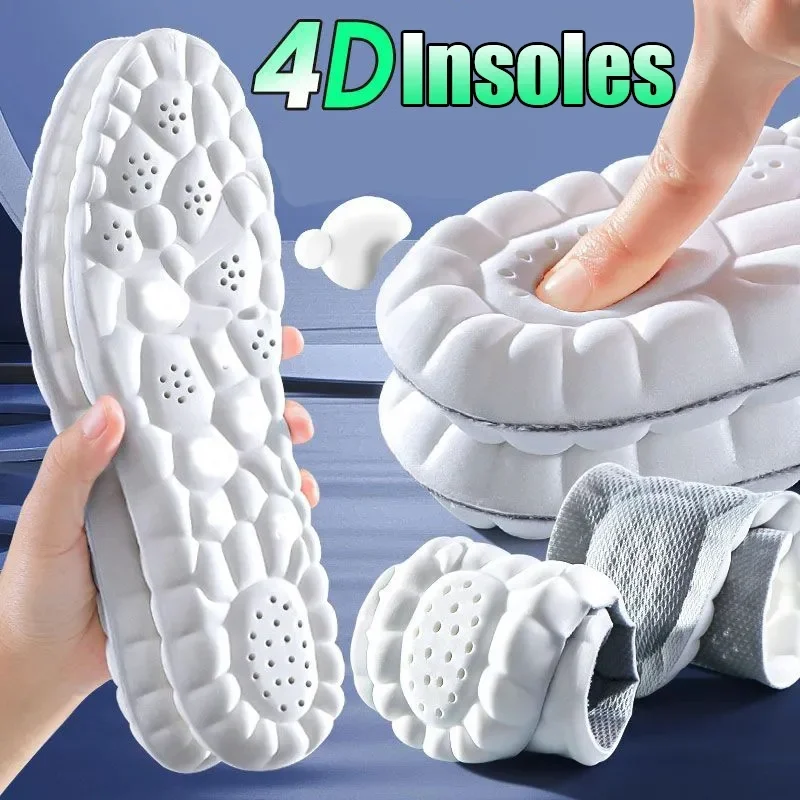

4D Running Insole Super Soft Sports Shoes Insoles for Feet Shock Absorption Baskets Shoe Sole Arch Support Orthopedic Inserts