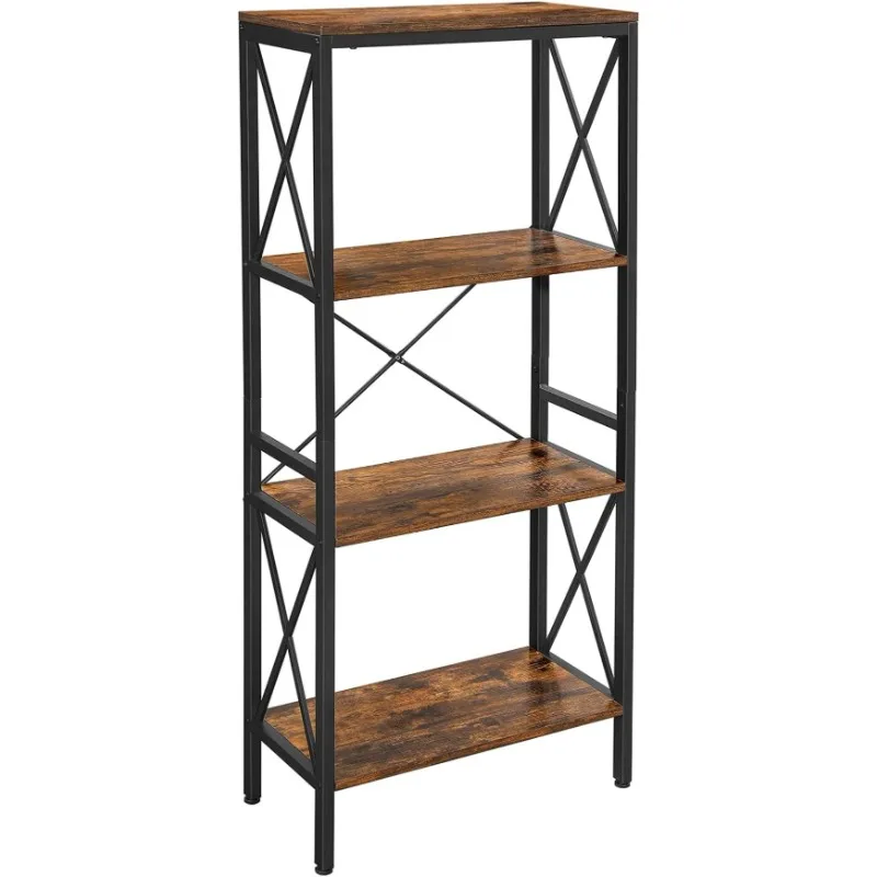 

Bookshelf, Kitchen Shelf, Free Standing Shelf, Ladder Rack with 4 Open Shelves, for Kitchen, Office, Stable Steel Frame