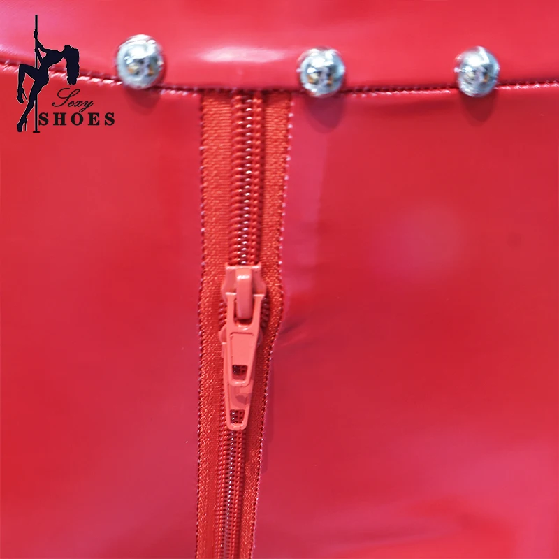 Riveted Women's Pants Double Zipper Sexy Gothic Women Shine Leather Shorts Hot Pants Festival Rave Hot Girl Club Streetwear