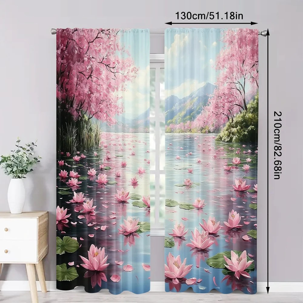 2pc,  Drapes Floating green leaves Machine Washable Fabric,Without Electricity Holiday Decorations Suitable for Bedroom Office 6