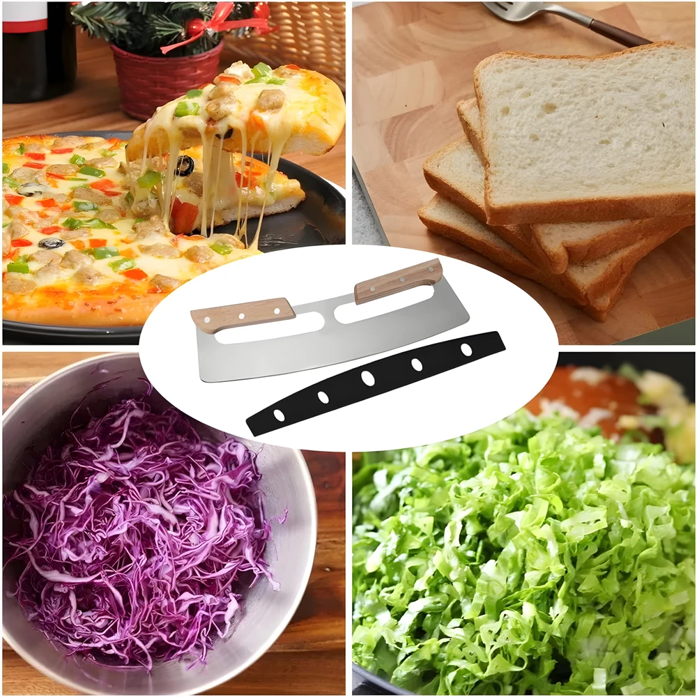 Pizza Knife Stainless Steel Pizza Slicer Rocker Blade Knife Cutters with Protective Cover Baking Tool Kitchen Tools