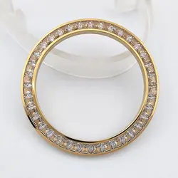 Elegant Diamond Bezel with Premium Circular Metal Glass Inlay (Golden)