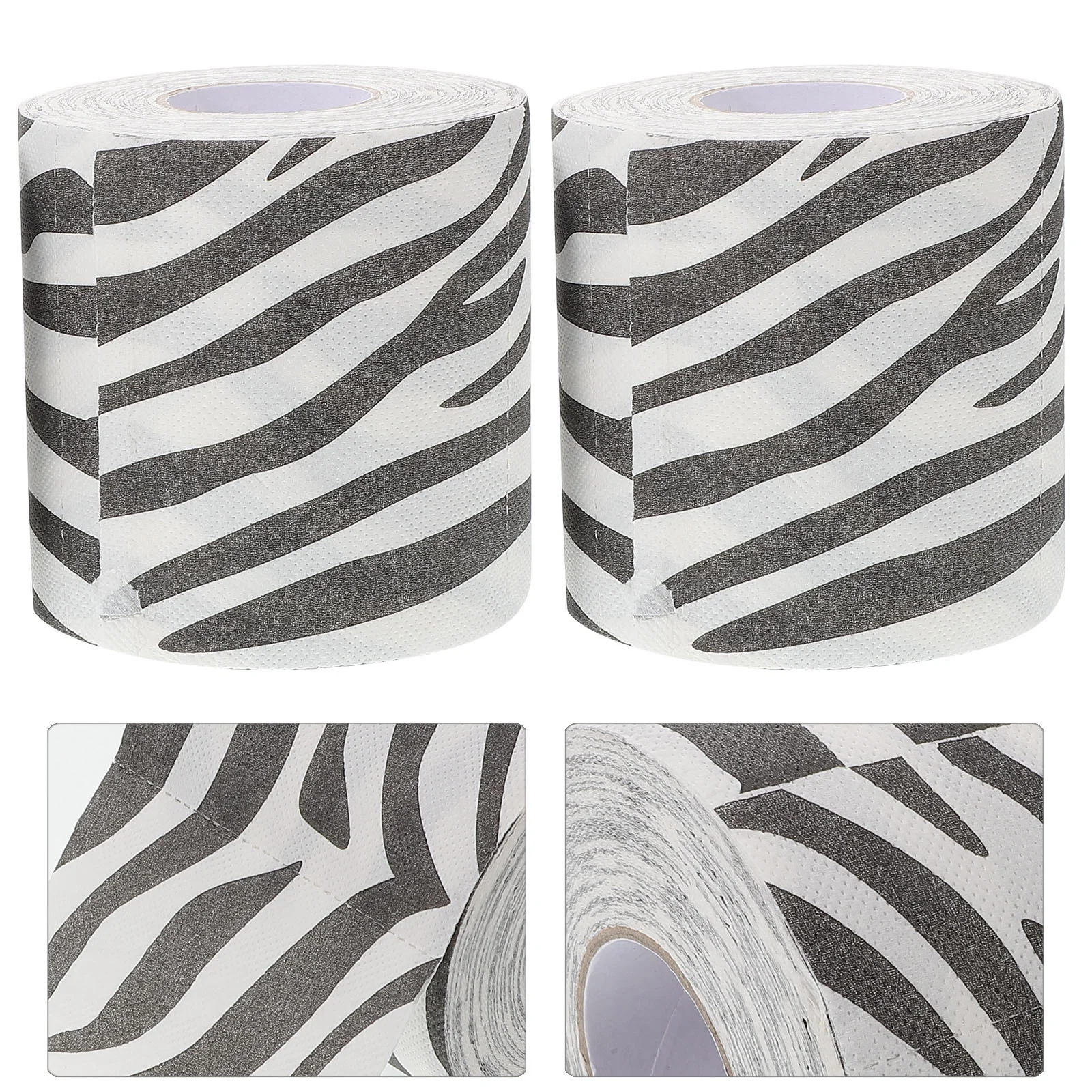 2 Pcs Soft Printed Roll Paper Unique Zebra Print 3d Texture Toilet Tissue Sanitary Paper Reptile Ribbon Animal Print Ribbon Self