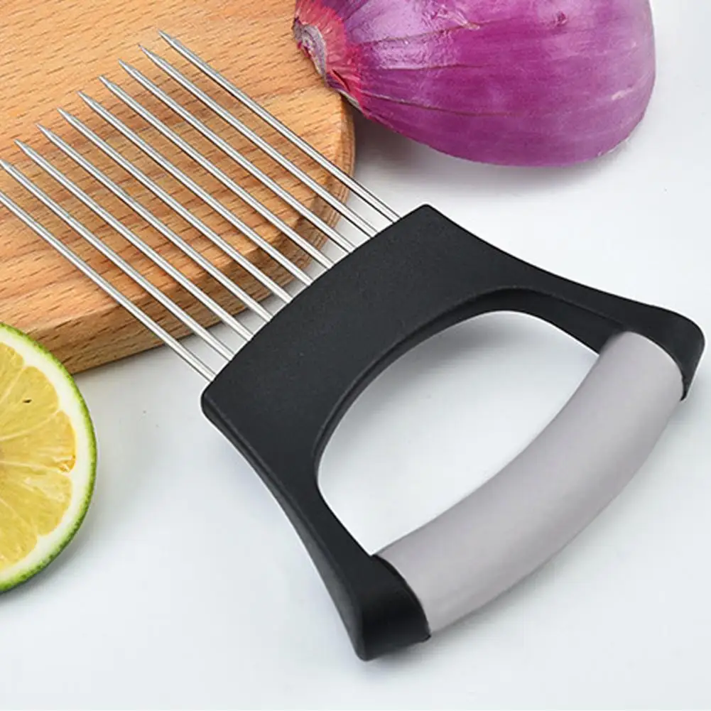 Onion Cutter for Slicing Rust-resistant Slicer Stainless Steel Onion Holder for Slicing Vegetables Fruits Meat Potato