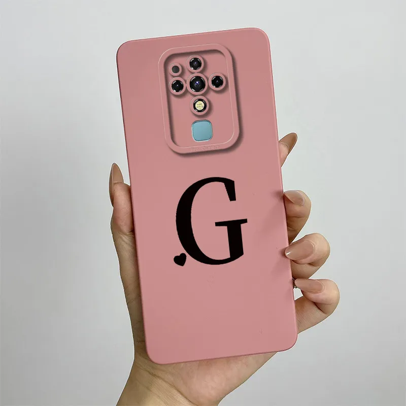 Stylish ShockProof Silicone Back Cover with Cute Letter Design for Tecno Camon 16 Series