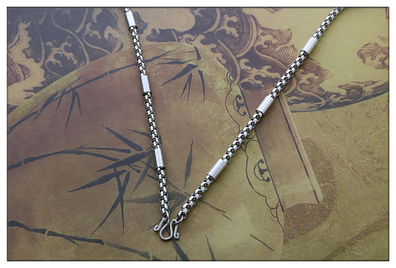 Stainless Steel Necklace Stainless Steel Men And Women Necklace Square Pearl Pendant Buddha Chain Jewelry Gift