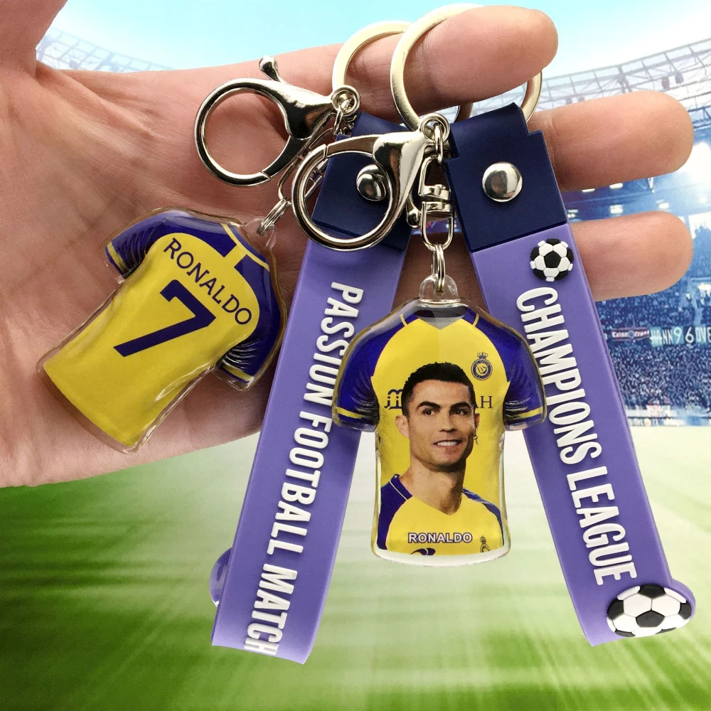 2023 Football Star Keychain Pendant Mbappe Messi Ronaldo Neymar Preliminaries Peripheral Backpack Car Keyring For Man Women Gift
