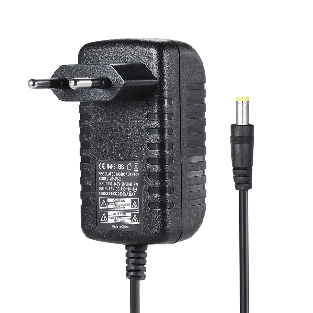 MAT-9V 2A Effect Power Supply Adapter Guitar and Bass Effects 100~240V/110~240V Input EU and US Plugs