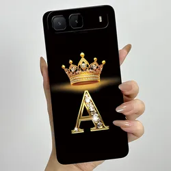 Crown Initial Letters Soft Phone Case with Camera Protection Back Cover for Spark Go 5G 2025 (HEI - TYHEI4A)