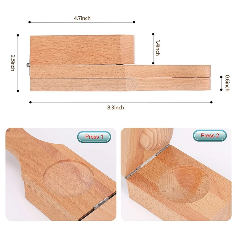 A50I Wooden Tostonera Plantain Press With Handle,2 In 1 Wood Reusable Plantain Press Smasher,Portable Plantain Press 6