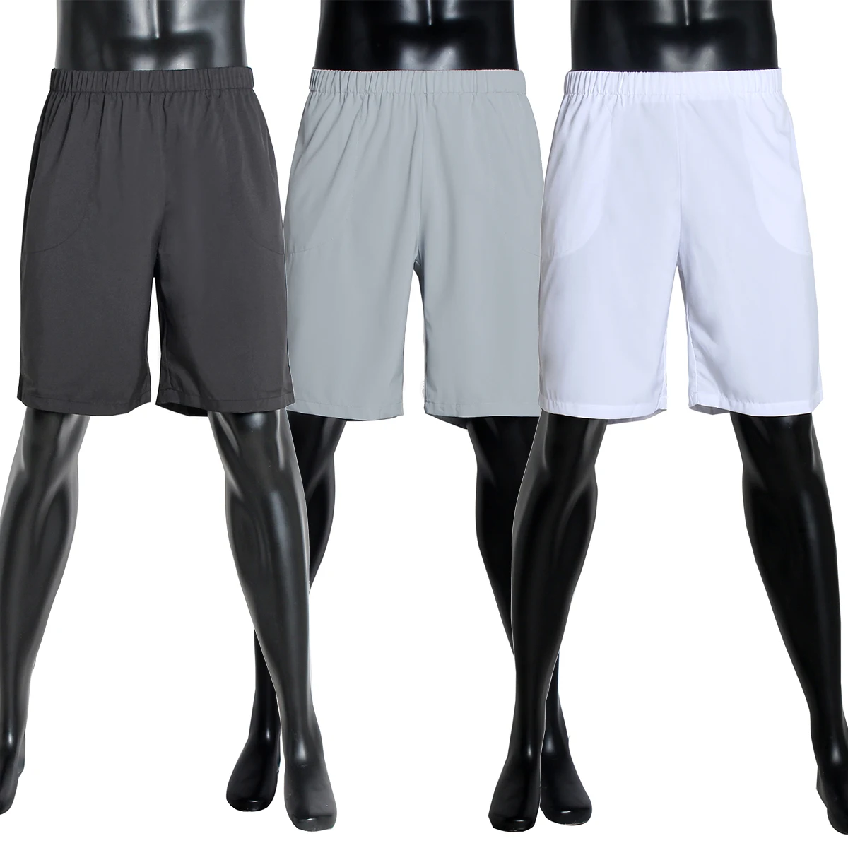 

M-3XL Men's Summer Wear Solid Color Adult Male Elastic Waist Above-knee Length Casual Short Pants