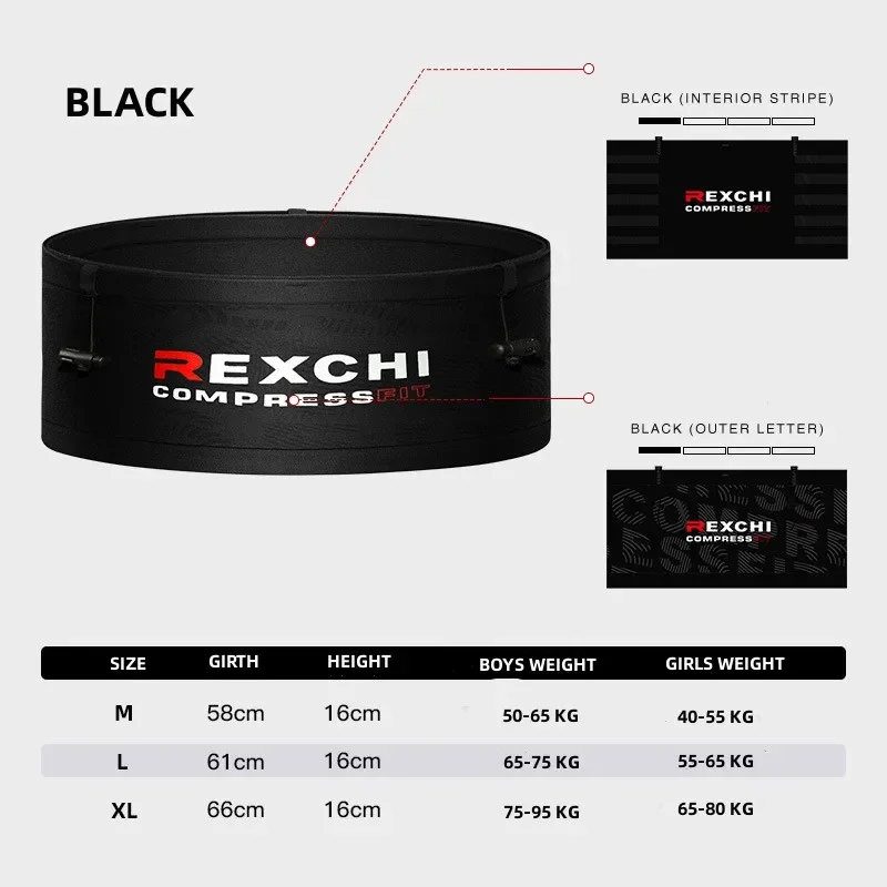 REXCHI Hidden Running Waistpack Lightweight Running Belt Waist Pack Portable Elastic Breathable Large Capacity for Outdoor Sport 5