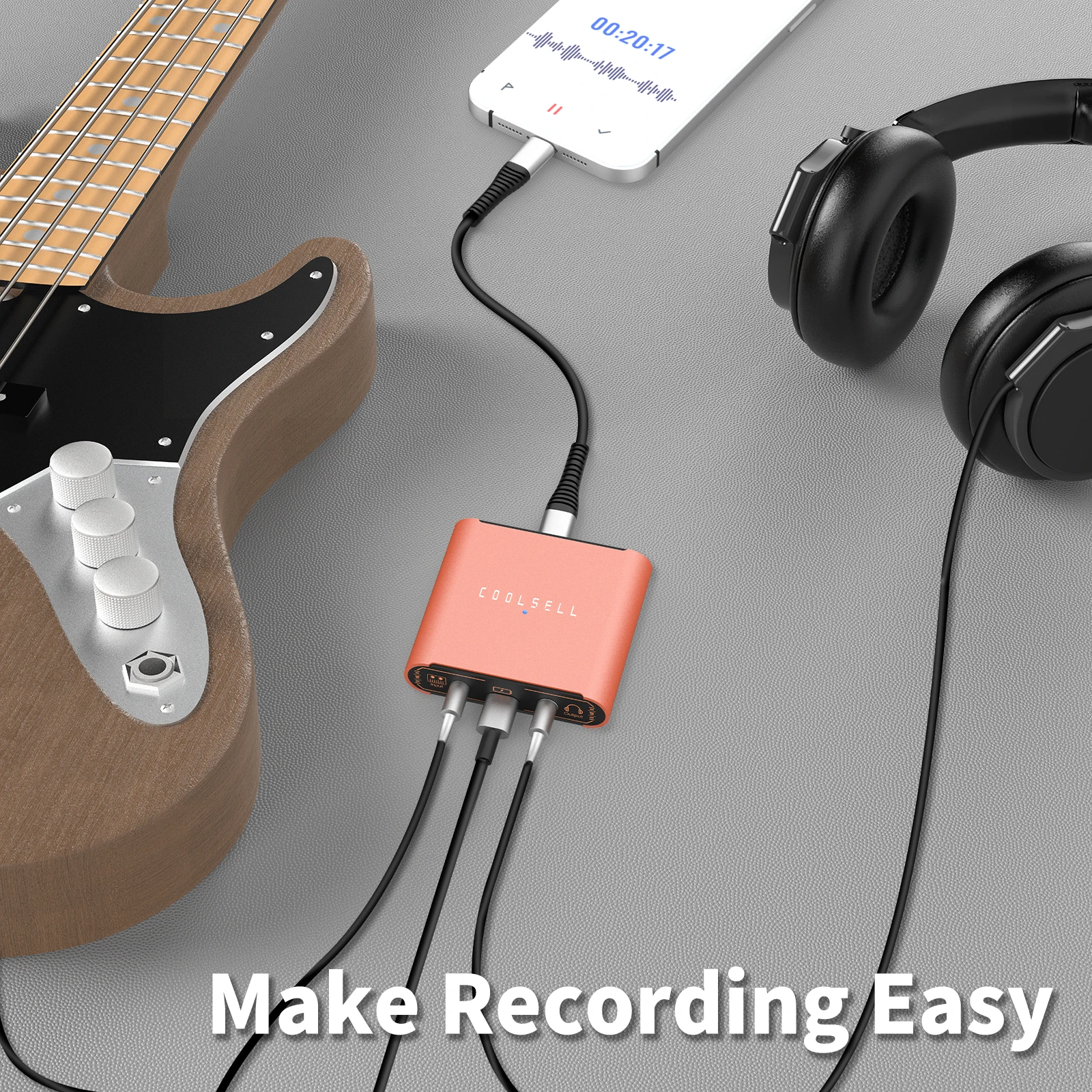 라이브 방송 어댑터, 24비트/192kHz 스테레오 라이브스트림 사운드 카드 컨버터, 3.5mm 라이브 도크 스트리밍 오디오 인터페이스 (휴대폰용)