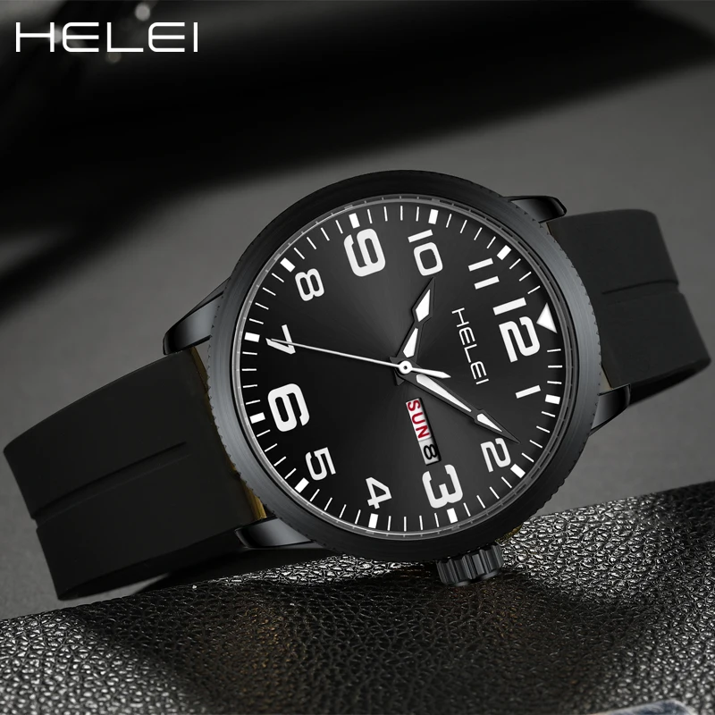 HELEI Men's Quartz Watches Luxury Men's Watches Fashion Calendar Week Display Waterproof Wristwatch Gifts For Men