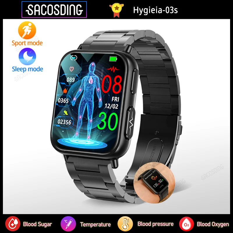 

2023 New Noninvasive Blood Sugar ECG+PPG Smart Watch Men Heart Rate Blood Oxygen Health Smartwatch Women Waterproof Sports Watch