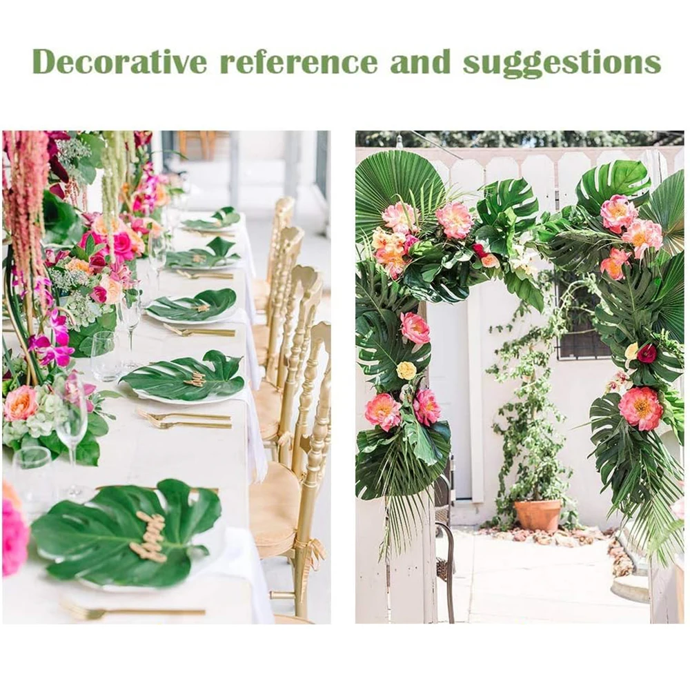 Künstliche tropische Palmblätter Hibiskus blume für Strand tisch dekor Hawaii Luau Dschungel Safari Geburts feier Hochzeits dekoration – Detail 10