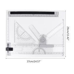 A4 Multi - Function Adjustable Drawing Board with Clear Ruler and Angle Measurement (A4)