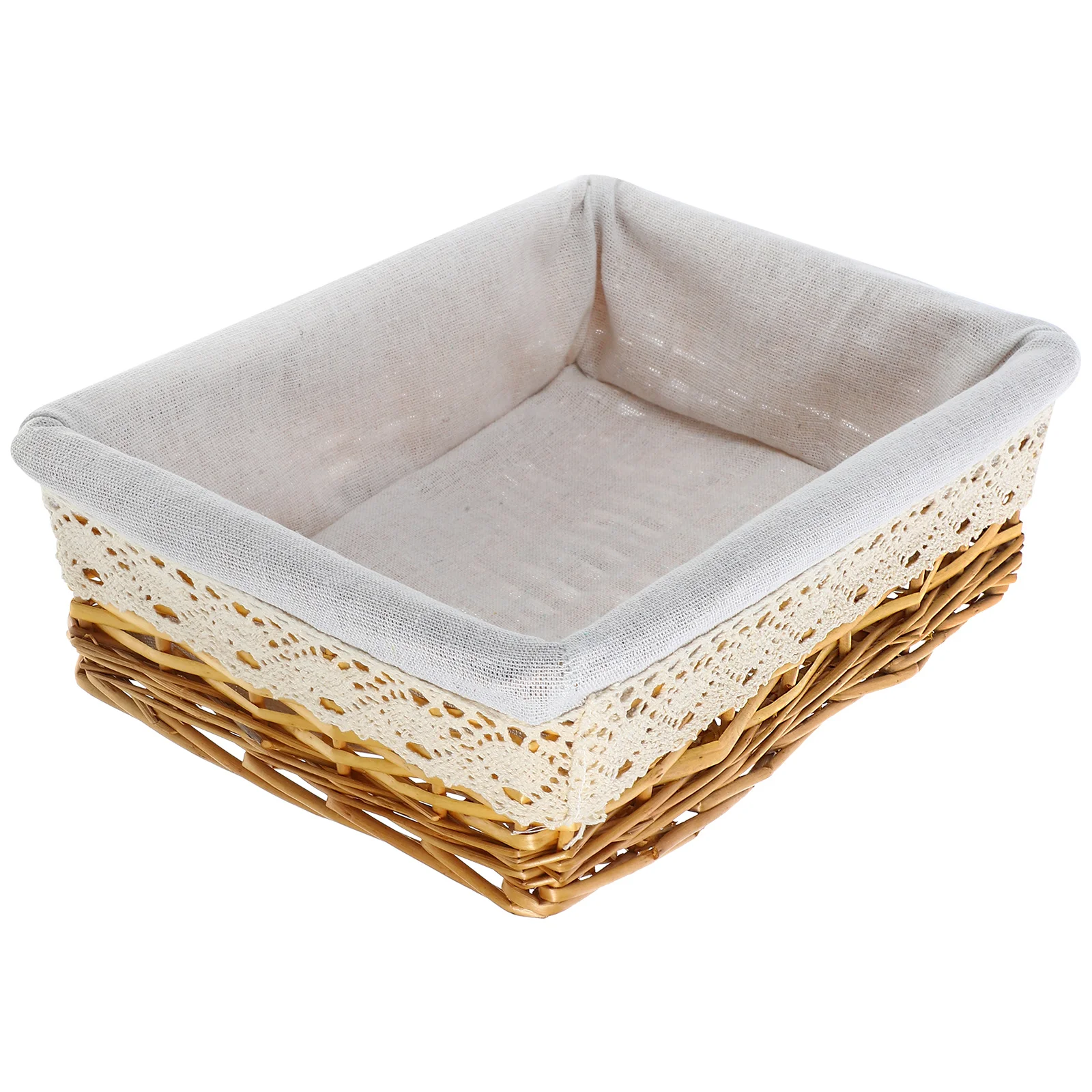 

Rectangular Hand-woven Basket Multipurpose Wicker Storage Basket with Removable Washable Liner Willow Woven Containers - Size M