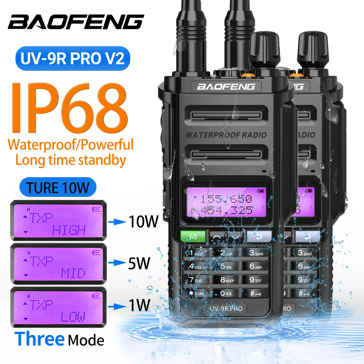 2023 Smart Analogue 10W Baofeng UV9R Plus Dual Band Waterproof