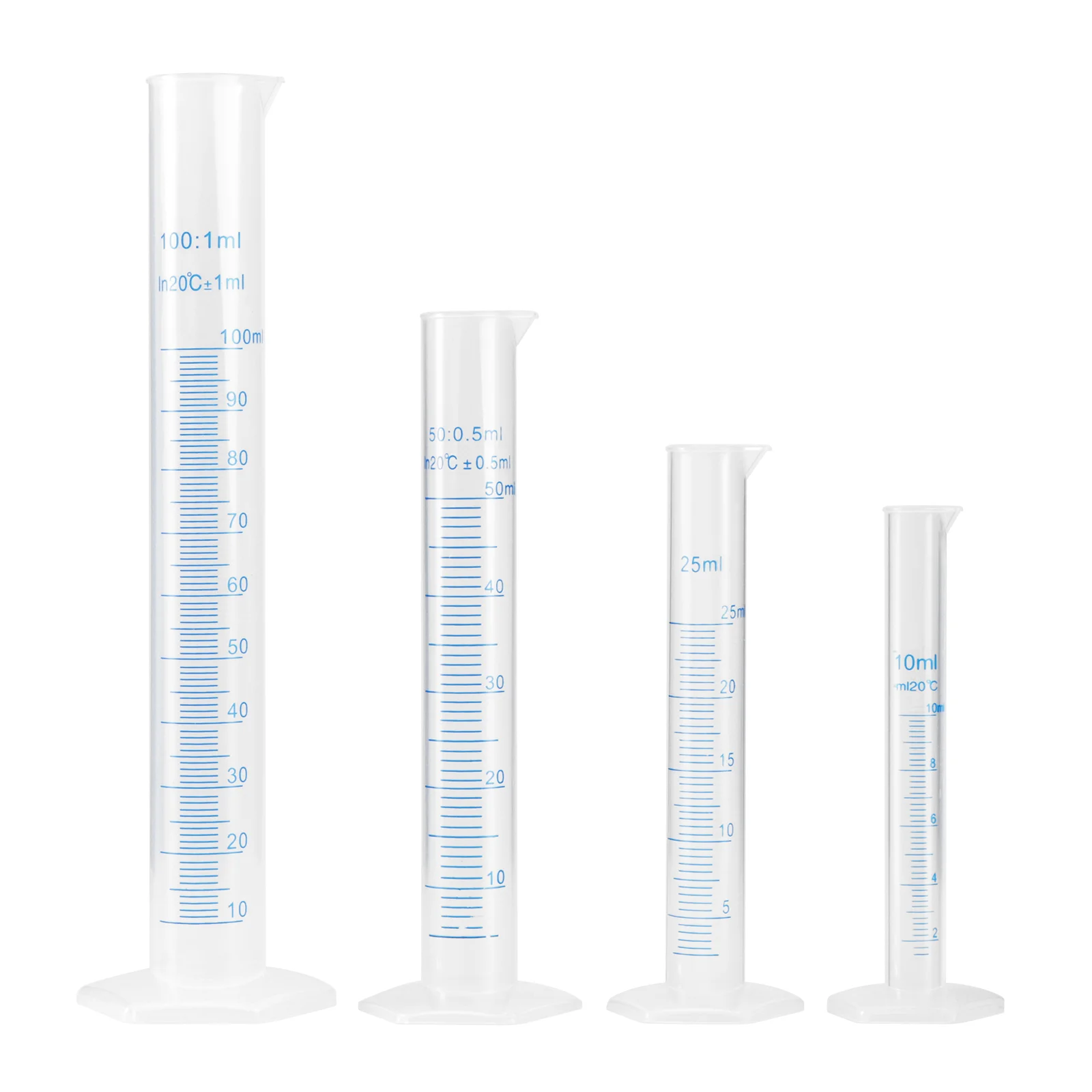 

Beavorty Glass Test Tubes 4Pcs Plastic Graduated Cylinder Transparent Measuring Cylinder Set