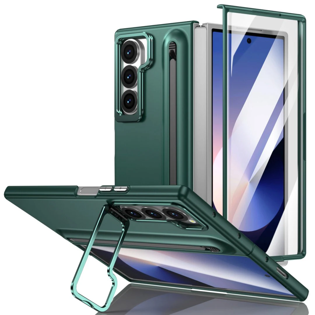 Foldable Phone Case with S Pen and Built-in Screen Protector Featuring Kickstand
