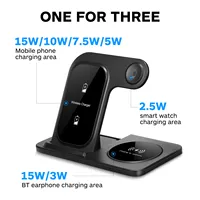 Foldable Wireless Charger 15W 3In1 Charging Station for Phone Earbuds Smartwatch Fast Charge Safety Protection Wide 5