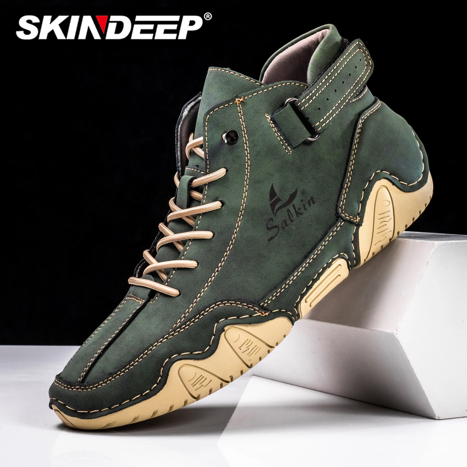 SKINDEEP New 2024 Handmade Men Boots Design Sneakers Man Outdoor Casual Leather Men Shoes Ankle Boots Breathable Hot Sale