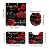 Four Piece Set Valentine's Day Printed Shower Curtain Carpet Floor Mat Combination Bathroom Toilet Cushion Bathroom accessories 4