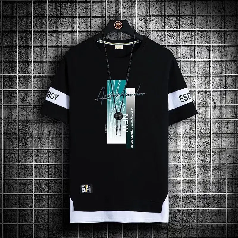 2022 New Men's T Shirts Korean Fashion Summer Short Sleeve Print Men Casual Harajuku Clothing Graphics |