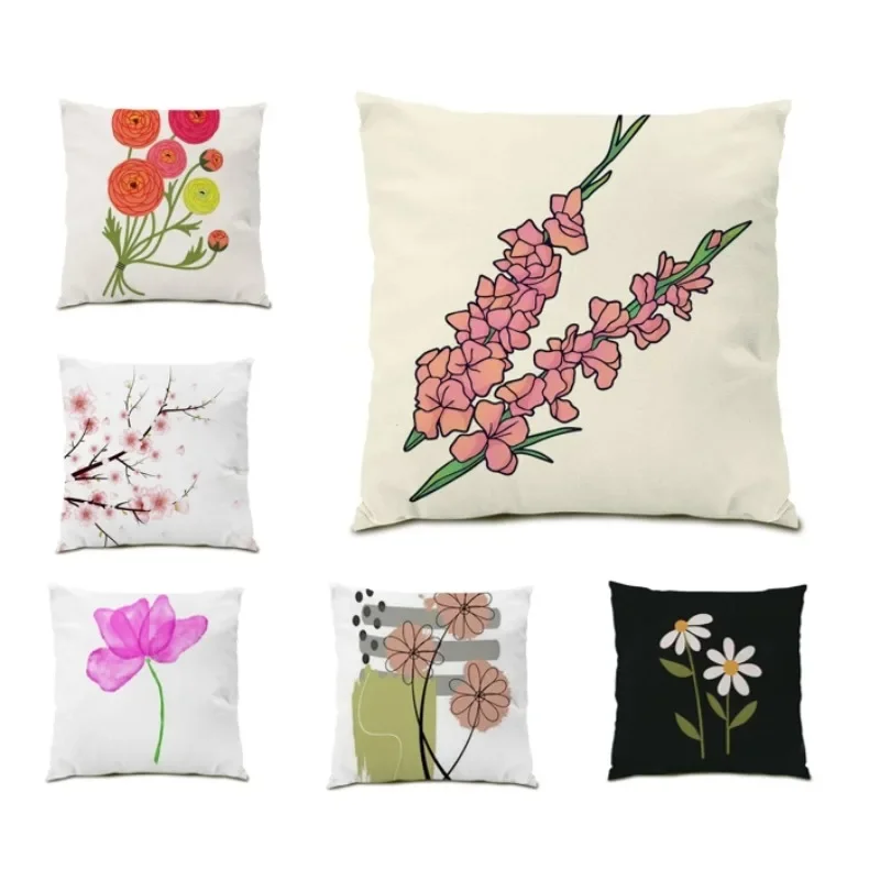 

Floral Pattern Cushion Cover Modern Luxury Custom Printed Decoration 45x45cm Tropical Plant Pillow Cover Palm Tree 2024 DF924