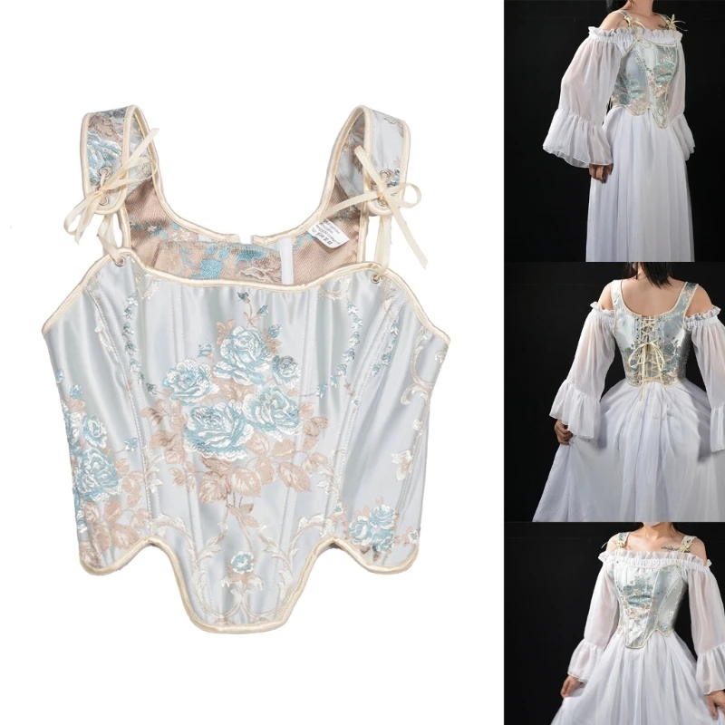 

LolitaGirl Corset Vintage Fishbone Bustier Corset Vintage Costume Teaparty Top