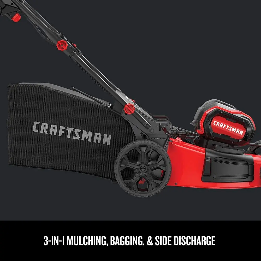 Cordless Lawn Mower 21-Inch Three in one push lawn mower, used for covering, bagging, and side unloading
