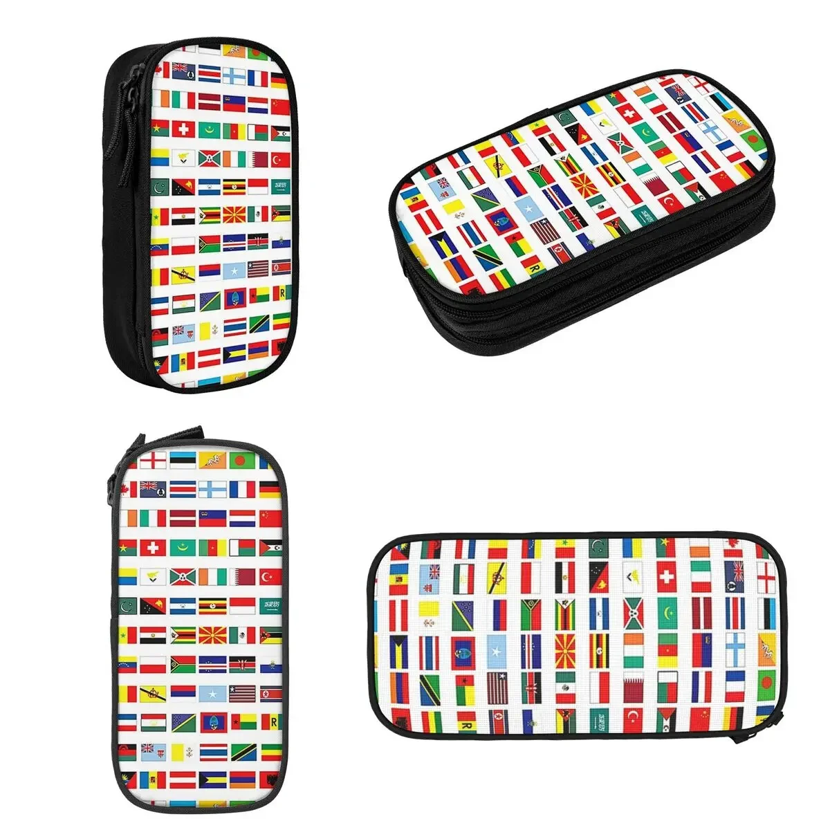 Flags Of The World Pencil Cases Large Storage Pen Bags Pen Box Pencil Pouch For Boys Girls Students Stationery School Office