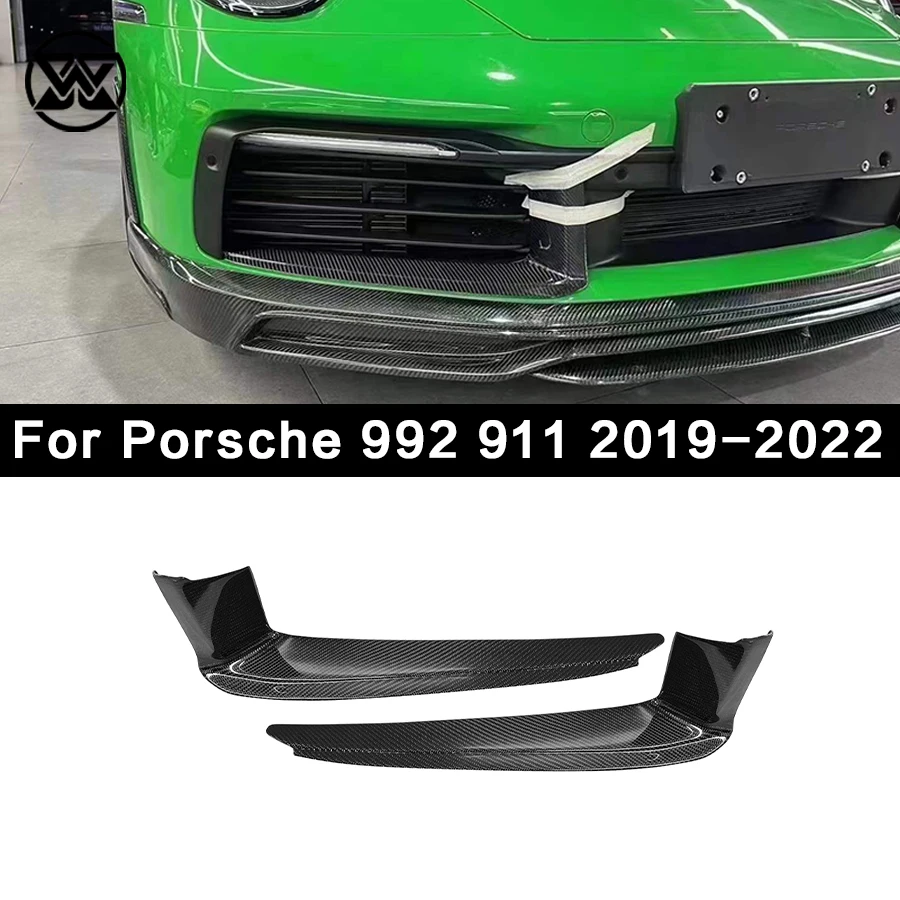 

Carbon Fiber Front Bumper Side Spoiler Wind Knife Splitter For Porsche 992 911 2019-2022 Car Front Vent Trim Wind Knife