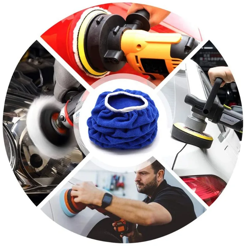 5-10 Inches Car Waxing Polishing Sleeve Microfiber Polisher Pad Wash Buffer Waxing Sleeve Auto Body Care Cleaning Accessories 5