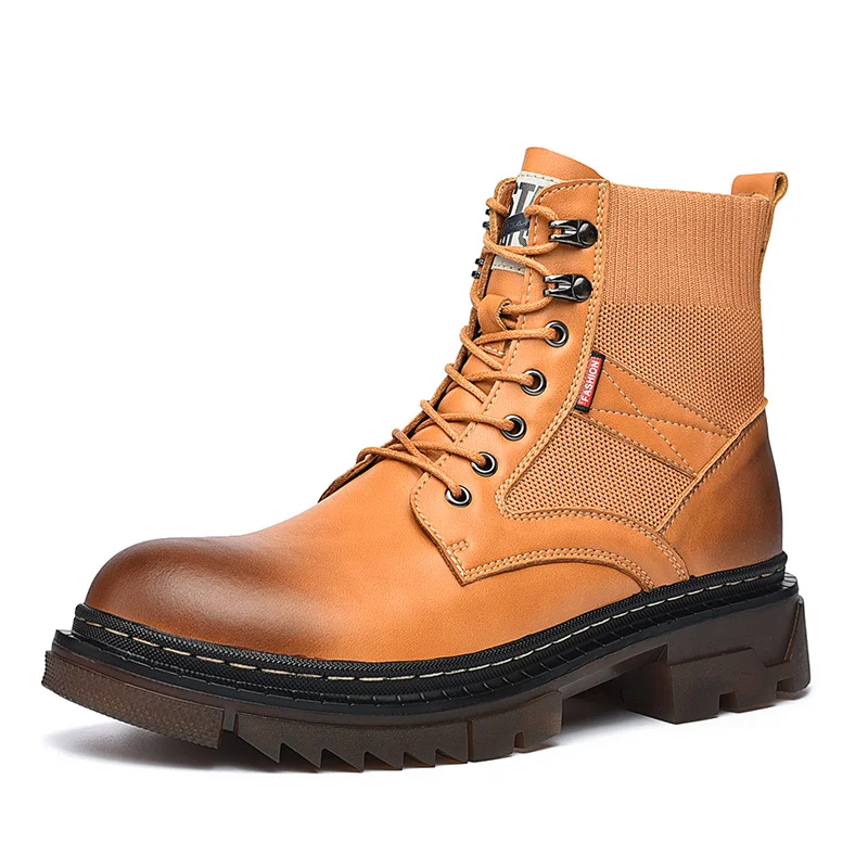Men Leather Casual Martin Boots Lightweight Mens Trainers Running Walking Shoes_voghion.com