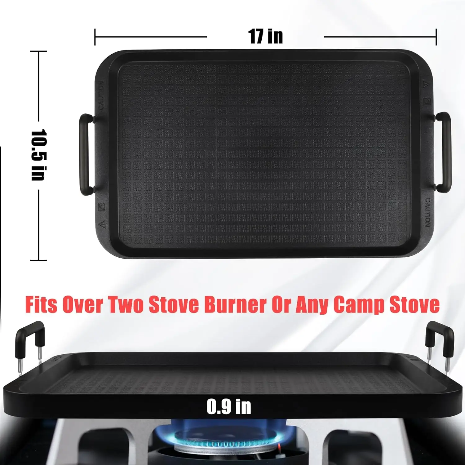 2 Burner Griddle Pan with Glass Lid,Stove Top Flat Griddle for Glass Stove Top,Aluminum Pancake Griddle,Non-Stick Griddl 6
