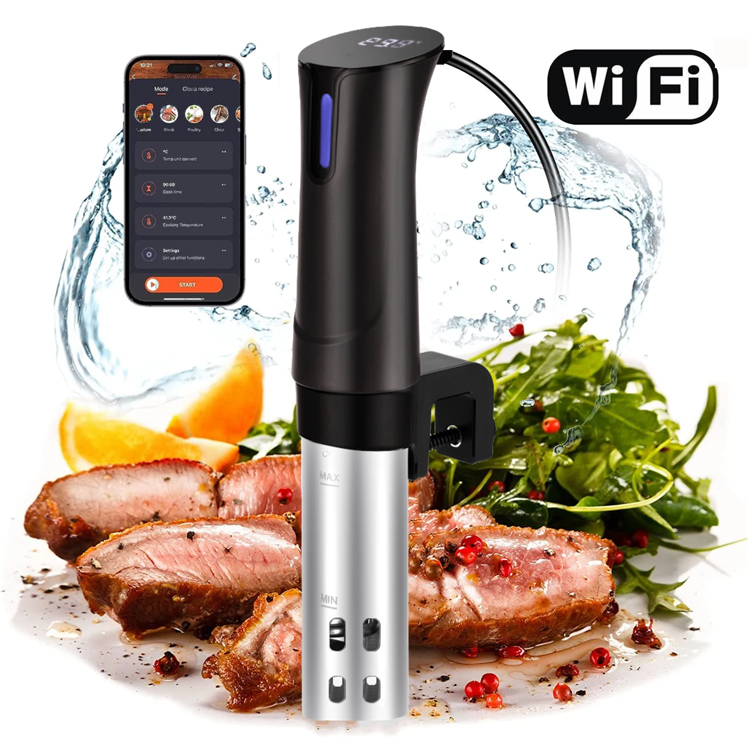 Sous Vide Cooker Wifi Elettrodomestico 1100W Timer Da Cucina Sous Vide Machine Circolatore Ad Immersione Fornello Preciso Con Lcd Digitale