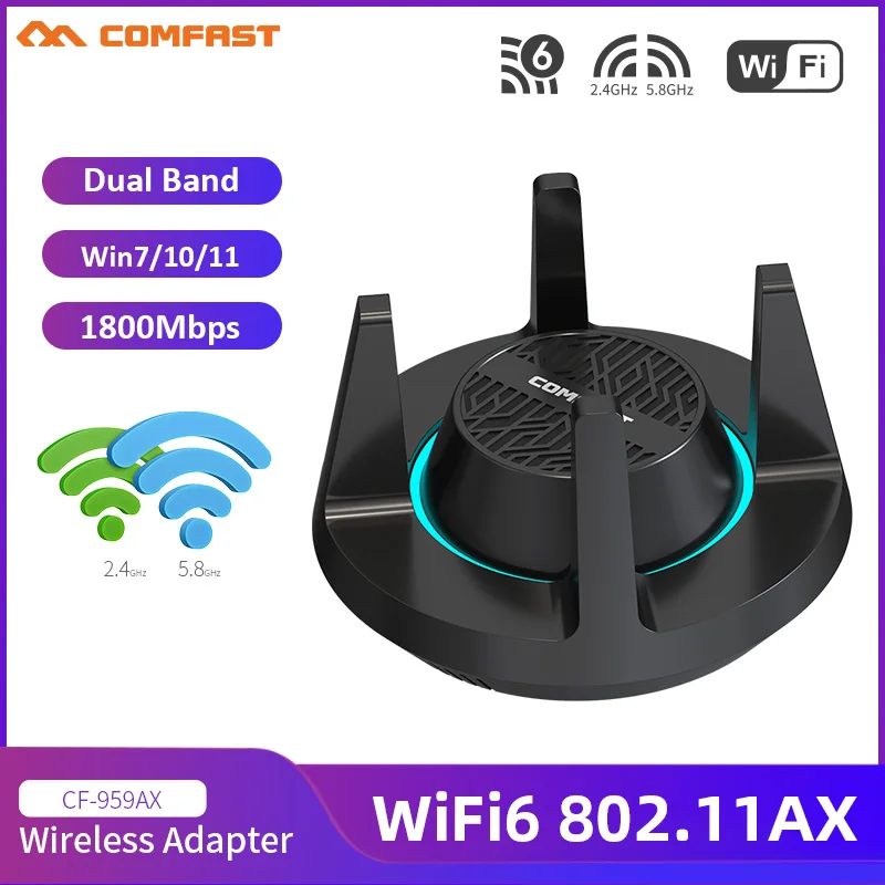 WiFi6 USB Сетевая карта 1800 Мбит/с двухдиапазонный 2 4 Wi-Fi адаптер 5 8G и G внешняя антенна