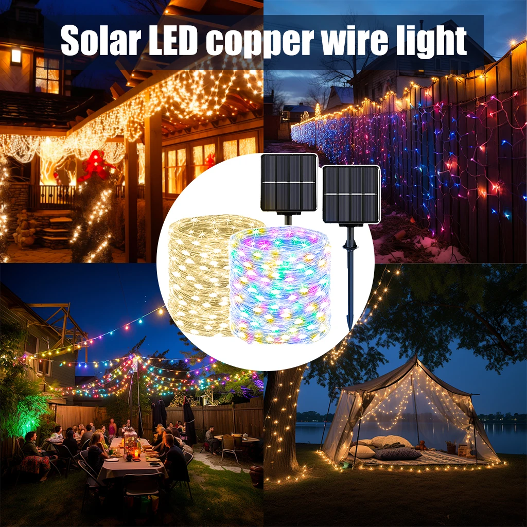 IRILUCN Solar LED Color Light String Flashing Lights Courtyard Garden Festive Christmas Atmosphere Decoration Waterproof Light