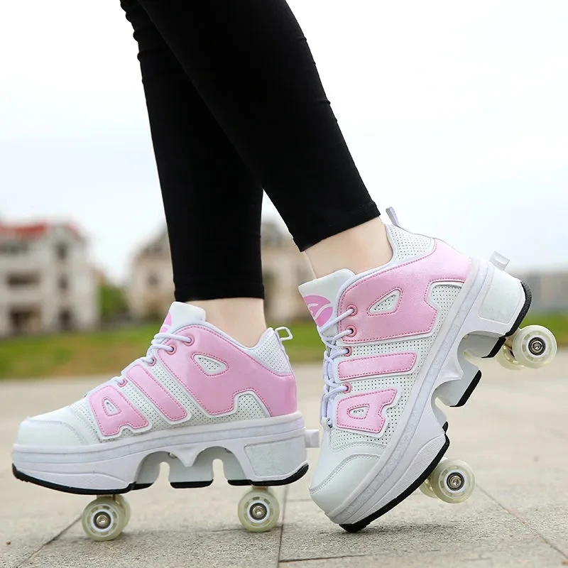 

Deformation Roller Skates 4 Wheels Skate Shoes Parkour Sports Skateboard Shoes Unisex Sneakers Children Girls Boys Roller Skates