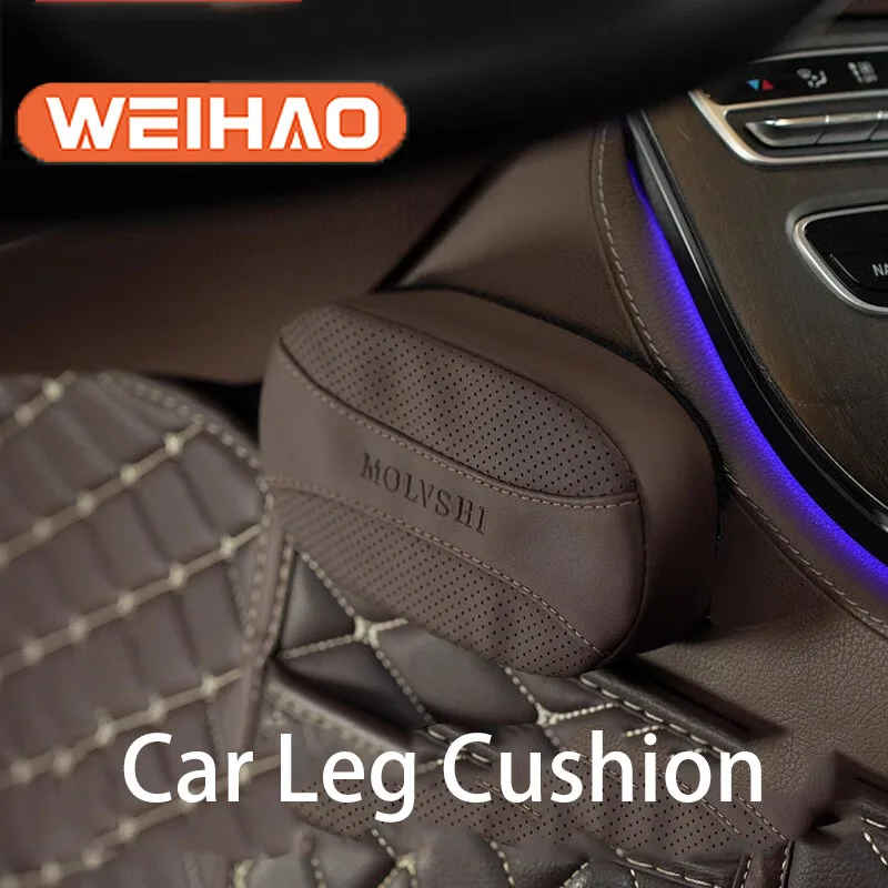 2pcs Car Knee Cushion, Auto Center Console Knee Cushion Soft Leather Car Driver Side Console Knee Support Pad Memory Foam Center Console Interior Acce