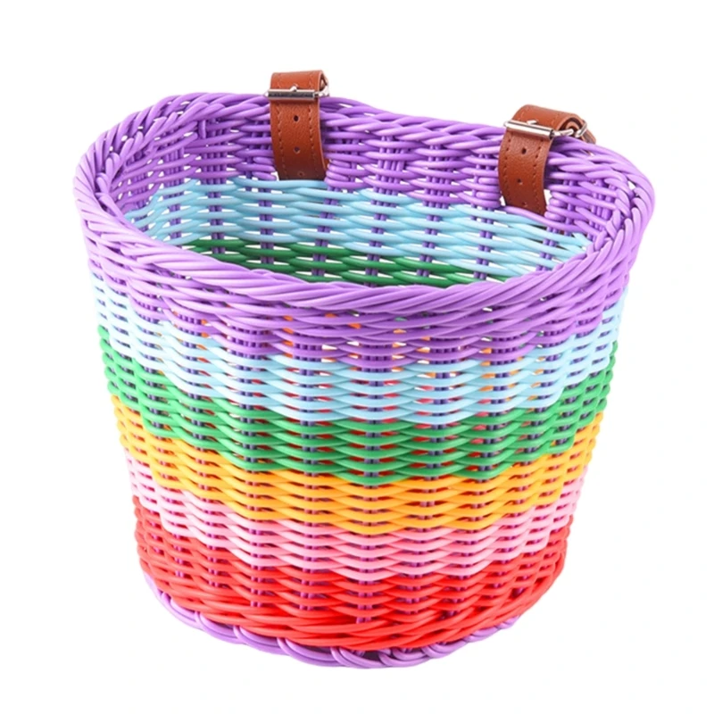 Cestino Per Bici Bambini | Piccolo Anteriore In Vimini Arcobaleno | Impermeabile E Leggero - 6