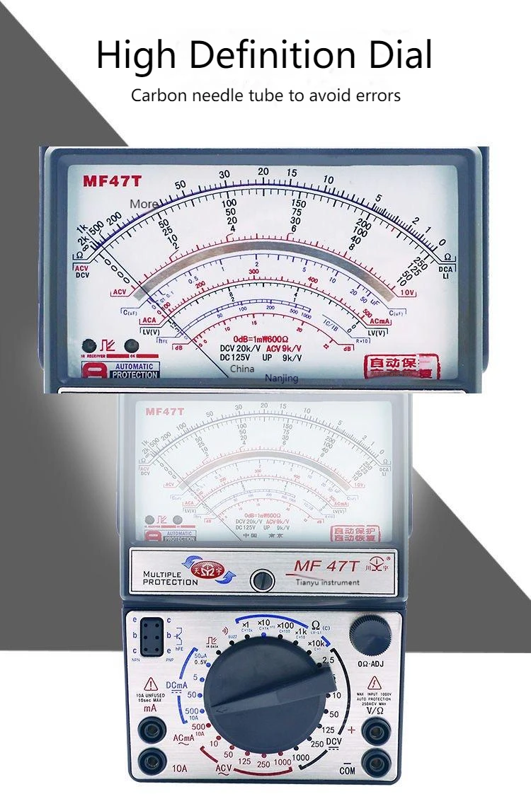 Description Picture 4 of itemMF47T AC/DC Current Pointer Multimeter Anti Burn Matal Body High Precision Mechanical Multimeters Professional Maintenance Tool
